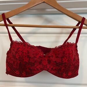 Adore Me Scarlet Red Lace Balconette Bra 34B Excellent used condition